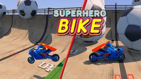 Скачать взломанную Superhero Tricky bike race (kids games) [МОД открыто все] на Андроид - Версия 1.3 apk