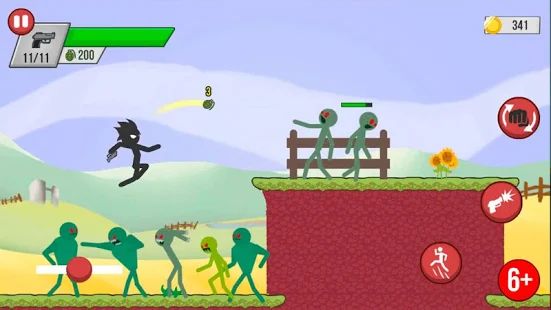 Скачать взломанную Stickman Zombie Shooter: Зомби шутер с человечком [МОД много монет] на Андроид - Версия 1.4.12 apk