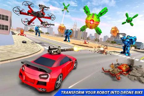 Скачать взломанную Дрон робот-трансформер [МОД безлимитные деньги] на Андроид - Версия 1.0 apk