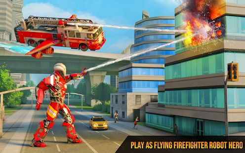Скачать взломанную Flying Firefighter Truck Transform Robot Games [МОД много монет] на Андроид - Версия 27 apk