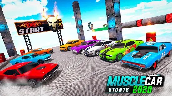 Скачать взломанную Muscle Car Stunts 2020: Mega Ramp Stunt Car Games [МОД безлимитные деньги] на Андроид - Версия 1.1.9 apk