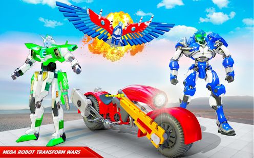 Скачать взломанную Flying Police Eagle Bike Robot Hero: Robot Games [МОД открыто все] на Андроид - Версия 30 apk