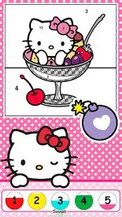Скачать взломанную Раскраска по номерам с Hello Kitty [МОД много монет] на Андроид - Версия 1.0.2 apk