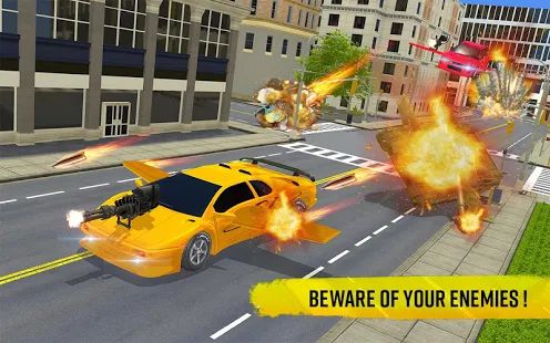Скачать взломанную Flying Car Shooting Game: Modern Car Games 2020 [МОД безлимитные деньги] на Андроид - Версия 1.1 apk