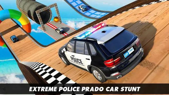 Скачать взломанную Полиция Prado автомобиль трюк - мег рампа трюки 3D [МОД открыто все] на Андроид - Версия 2.1 apk