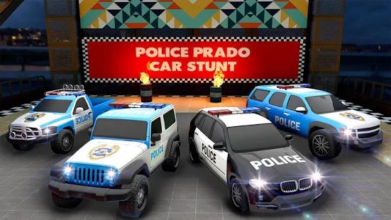 Скачать взломанную Полиция Prado автомобиль трюк - мег рампа трюки 3D [МОД открыто все] на Андроид - Версия 2.1 apk
