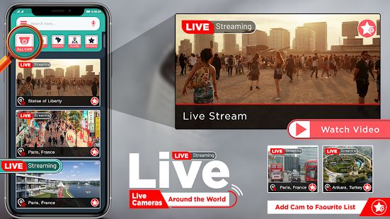 Скачать Live Cam - Живая земля Посмотреть в HD [Полный доступ] на Андроид - Версия 2.6 apk
