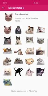 Скачать Новые смешные наклейки мем кошки WAStickerApps [Неограниченные функции] на Андроид - Версия 1.5.1 apk