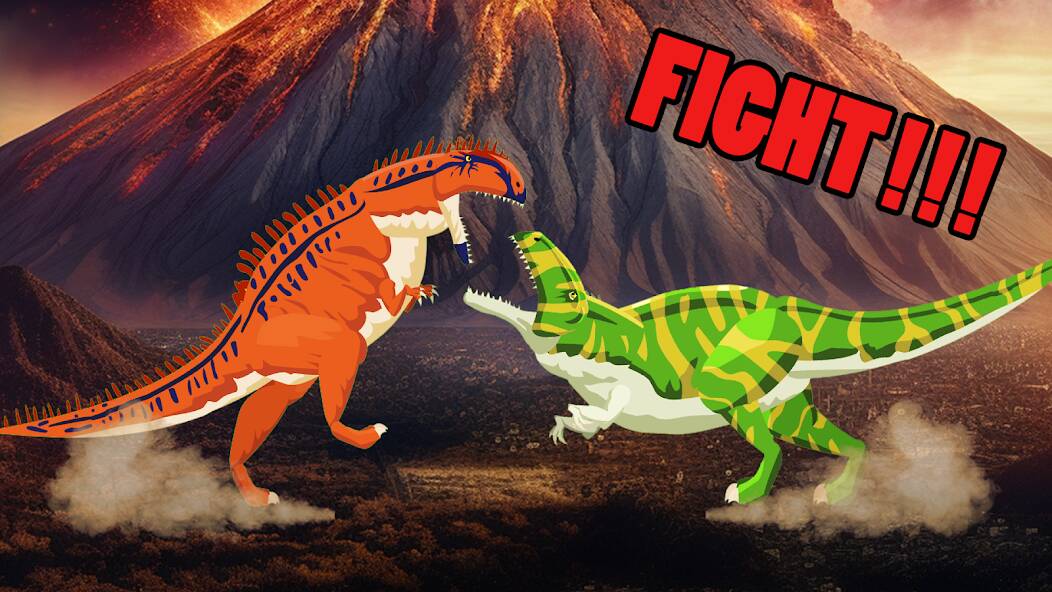 Скачать взломанную T-Rex Fights More Dinosaurs [МОД открыто все] на Андроид - Версия 2.5.8 apk