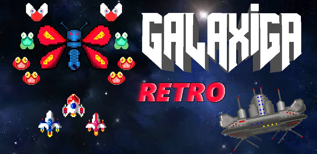 Скачать взломанную Galaxiga Retro Arcade Action [МОД открыто все] на Андроид - Версия 1.9.9 apk