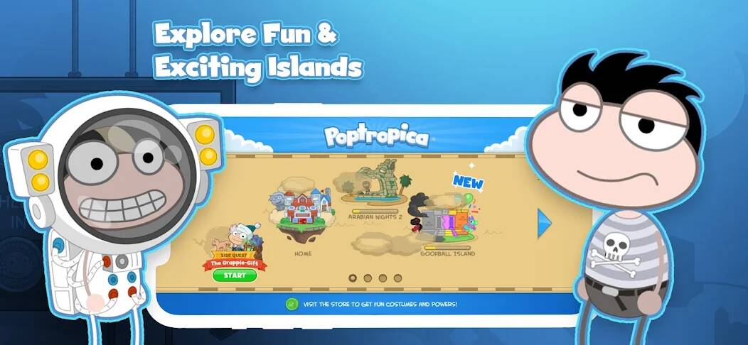 Скачать взломанную Poptropica: Fun Kids Adventure [МОД открыто все] на Андроид - Версия 0.6.1 apk