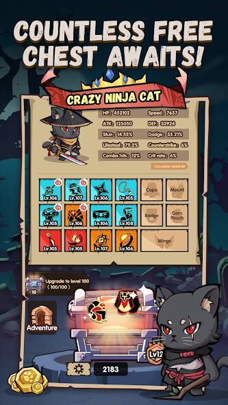 Скачать взломанную Ninja Cat - Idle Arena [МОД безлимитные деньги] на Андроид - Версия 1.9.5 apk