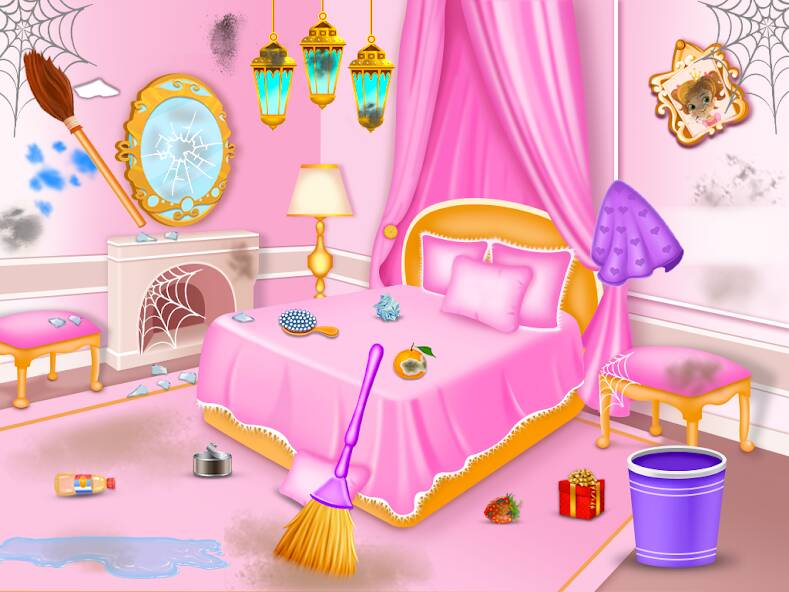 Скачать взломанную принцесса уборка дома приключе [МОД много монет] на Андроид - Версия 1.9.4 apk