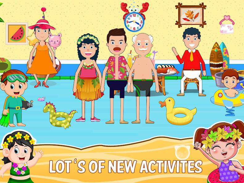 Скачать взломанную Мини Городок: пляж пикник игра [МОД много монет] на Андроид - Версия 1.8.6 apk
