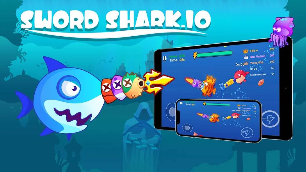 Скачать взломанную Sword Shark.io - Hungry Shark [МОД много монет] на Андроид - Версия 2.2.1 apk