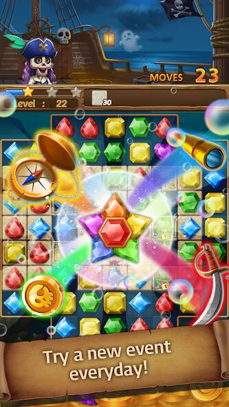 Скачать взломанную Jewels Ghost Ship: jewel games [МОД безлимитные деньги] на Андроид - Версия 1.9.5 apk