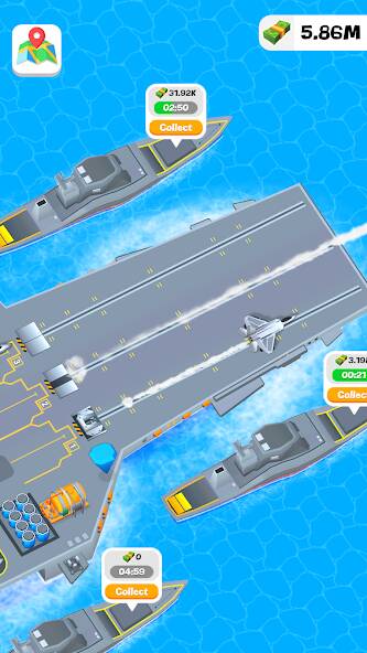 Скачать взломанную Idle Aircraft Carrier [МОД открыто все] на Андроид - Версия 1.2.4 apk