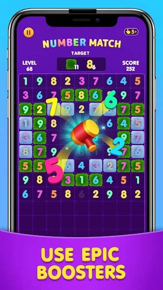 Скачать взломанную Number Match: Ten Crush Puzzle [МОД открыто все] на Андроид - Версия 1.1.7 apk