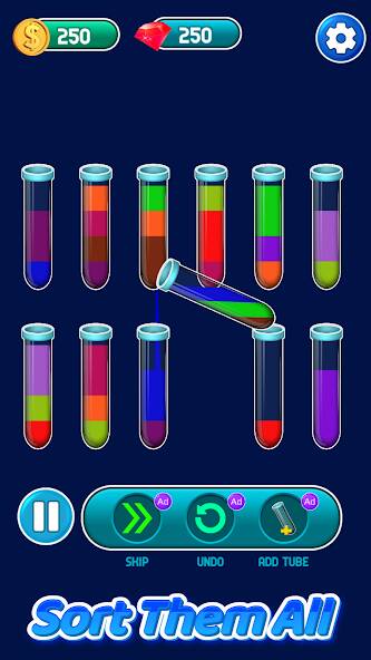 Скачать взломанную Water Sort Color Sorting game [МОД открыто все] на Андроид - Версия 2.6.1 apk