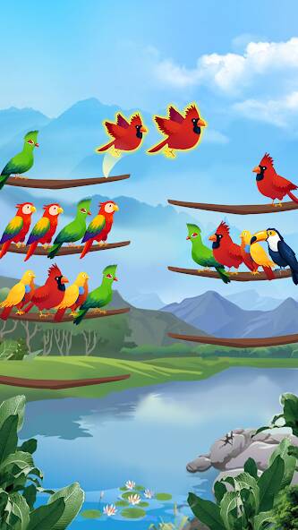 Скачать взломанную Головоломка Сортировка птиц [МОД открыто все] на Андроид - Версия 2.7.3 apk