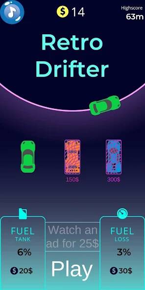 Скачать взломанную Retro Car Drifter - 2D [МОД безлимитные деньги] на Андроид - Версия 1.1.7 apk