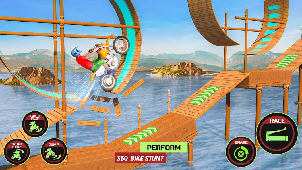 Скачать взломанную Motor Bike Stunt Racing Games [МОД открыто все] на Андроид - Версия 2.4.8 apk