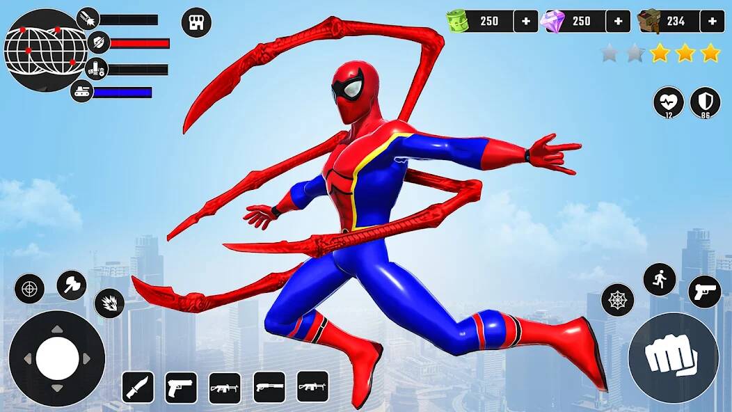 Скачать взломанную Летающий супергерой: игры-паук [МОД много монет] на Андроид - Версия 1.5.9 apk
