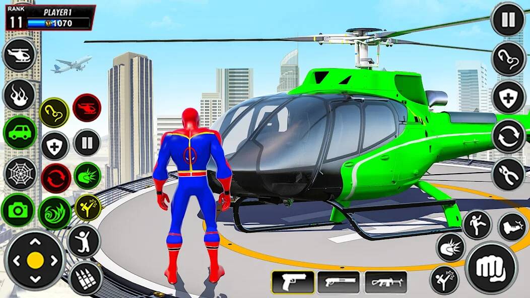 Скачать взломанную Летающий супергерой: игры-паук [МОД много монет] на Андроид - Версия 1.5.9 apk