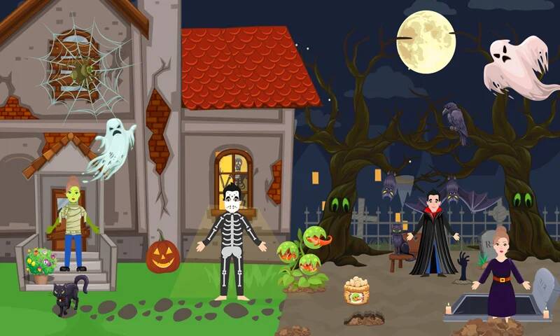 Скачать взломанную Pretend Play Halloween Party [МОД много монет] на Андроид - Версия 1.7.6 apk