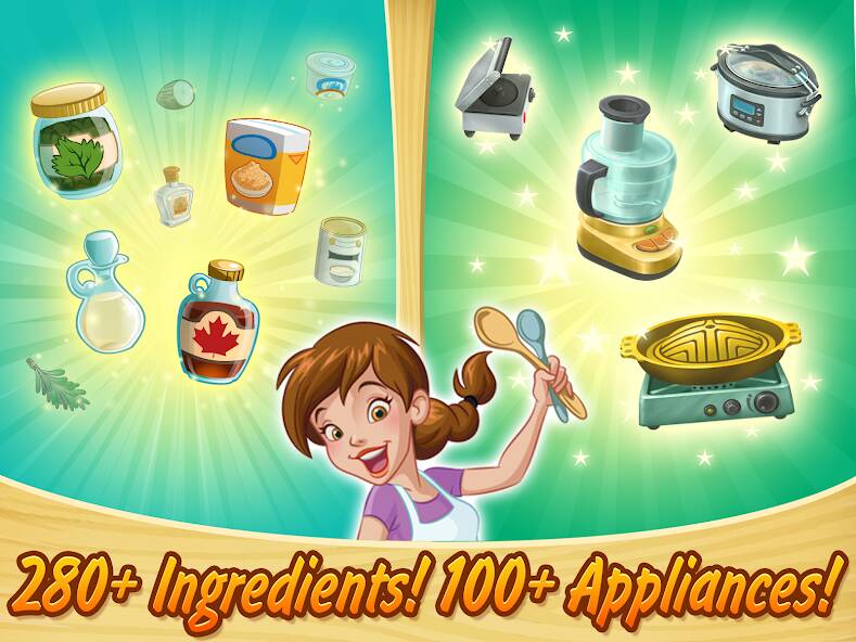 Скачать взломанную Kitchen Scramble: Cooking Game [МОД открыто все] на Андроид - Версия 0.8.8 apk