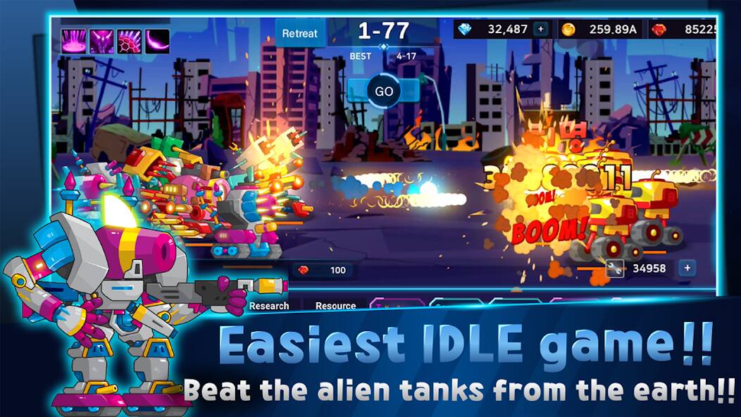 Скачать взломанную Mini Robot Tank : idle [МОД безлимитные деньги] на Андроид - Версия 0.8.9 apk