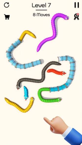 Скачать взломанную Tangled Snakes: Puzzle Game [МОД безлимитные деньги] на Андроид - Версия 1.1.8 apk