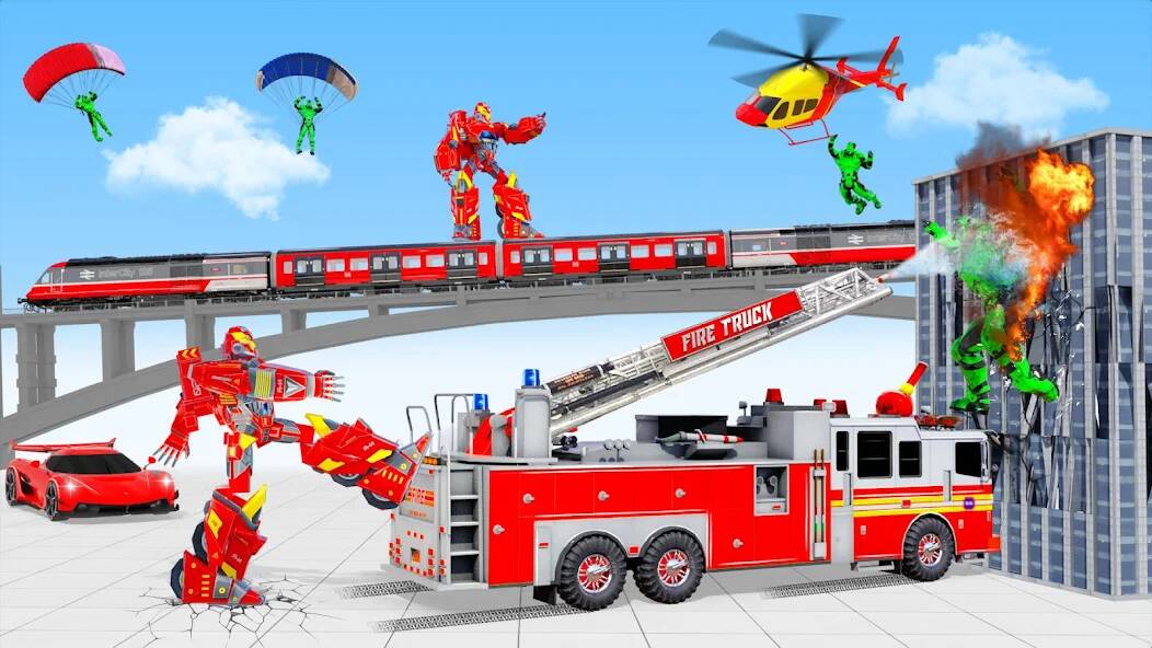 Скачать взломанную пожарная машина робот игра [МОД много монет] на Андроид - Версия 2.5.3 apk