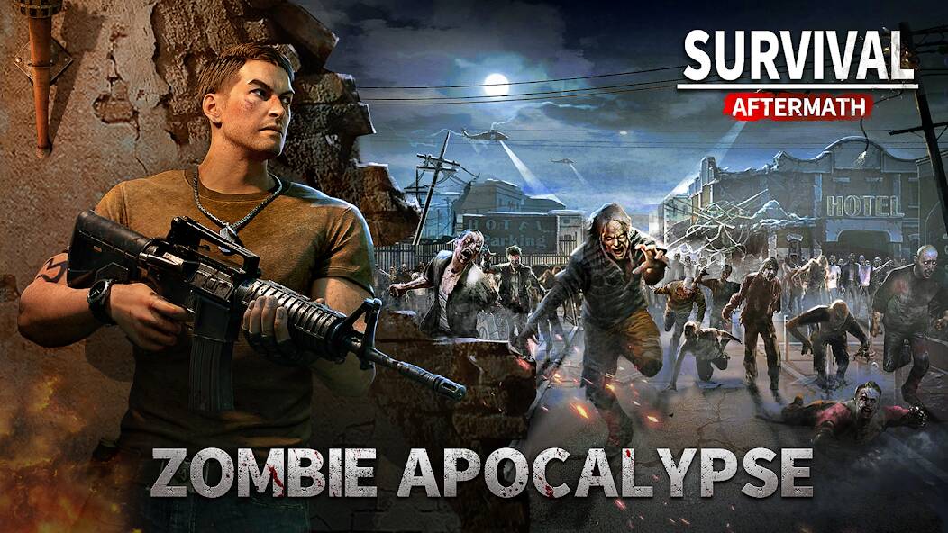 Скачать взломанную Aftermath Survival：Zombie War [МОД много монет] на Андроид - Версия 1.6.4 apk