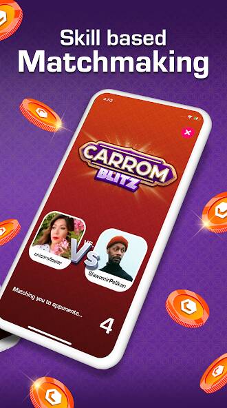 Скачать взломанную Carrom Blitz: Win Rewards [МОД много монет] на Андроид - Версия 1.7.1 apk
